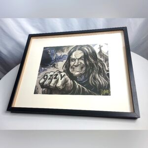 OZZY OSBOURNE Drawing by DINO Framed 21" x 17"